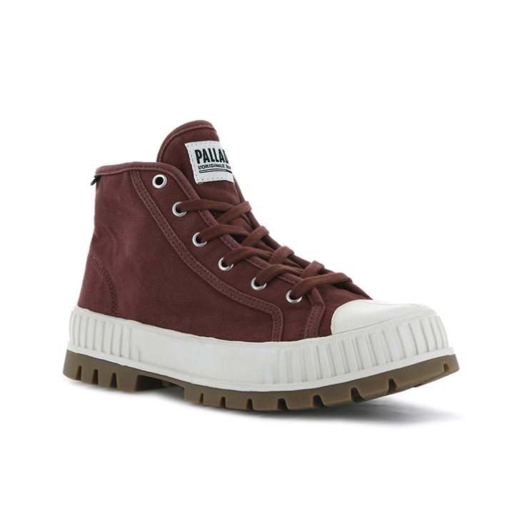 Baskets Palladium Pallashock Mid OG High Tops Femme Bordeaux | FR AKU691C